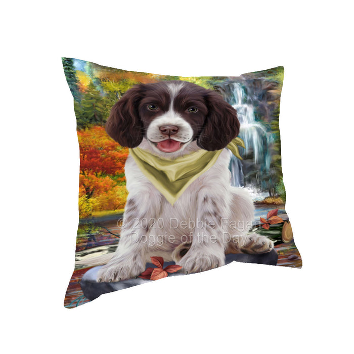 Scenic Waterfall Springer Spaniel Dog Pillow with Top Quality High-Resolution Images - Ultra Soft Pet Pillows for Sleeping - Reversible & Comfort - Ideal Gift for Dog Lover - Cushion for Sofa Couch Bed - 100% Polyester, PILA92719