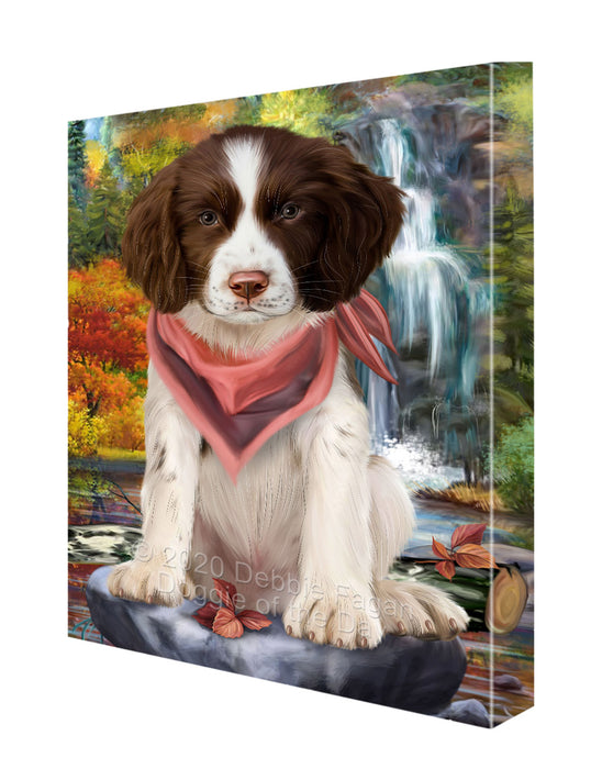 Scenic Waterfall Springer Spaniel Dog Canvas Wall Art - Premium Quality Ready to Hang Room Decor Wall Art Canvas - Unique Animal Printed Digital Painting for Decoration CVS395