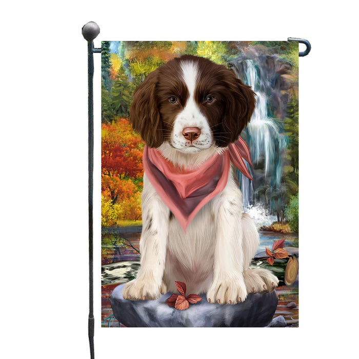 Scenic Waterfall Springer Spaniel Dog Garden Flags Outdoor Decor for Homes and Gardens Double Sided Garden Yard Spring Decorative Vertical Home Flags Garden Porch Lawn Flag for Decorations GFLG68124