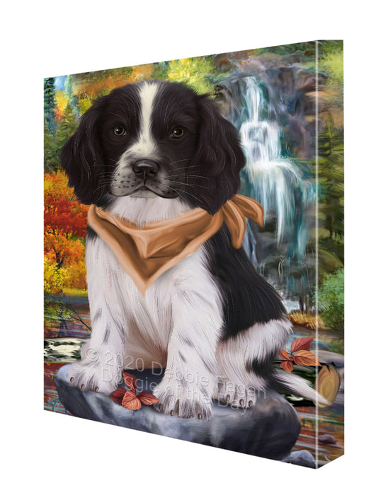 Scenic Waterfall Springer Spaniel Dog Canvas Wall Art - Premium Quality Ready to Hang Room Decor Wall Art Canvas - Unique Animal Printed Digital Painting for Decoration CVS396