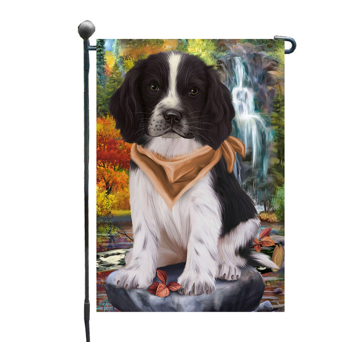 Scenic Waterfall Springer Spaniel Dog Garden Flags Outdoor Decor for Homes and Gardens Double Sided Garden Yard Spring Decorative Vertical Home Flags Garden Porch Lawn Flag for Decorations GFLG68125