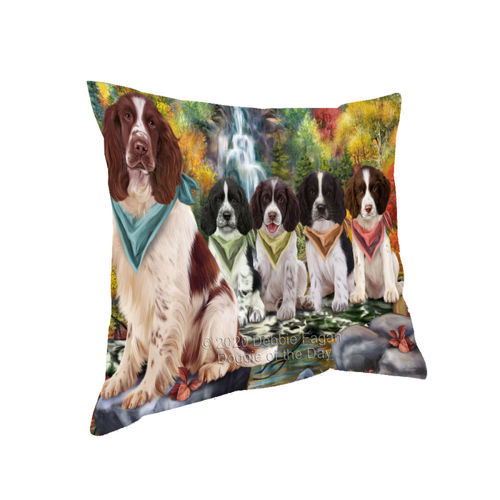 Scenic Waterfall Springer Spaniel Dogs Pillow with Top Quality High-Resolution Images - Ultra Soft Pet Pillows for Sleeping - Reversible & Comfort - Ideal Gift for Dog Lover - Cushion for Sofa Couch Bed - 100% Polyester
