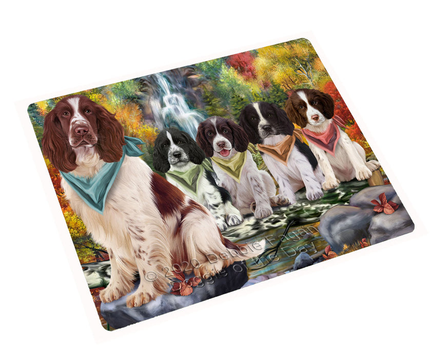 Scenic Waterfall Springer Spaniel Dogs Cutting Board - For Kitchen - Scratch & Stain Resistant - Designed To Stay In Place - Easy To Clean By Hand - Perfect for Chopping Meats, Vegetables