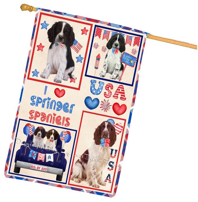 4th of July Independence Day I Love USA Springer Spaniel Dogs House flag FLG67002