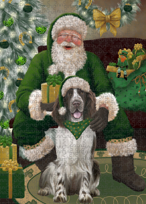 Christmas Irish Santa with Gift and Springer Spaniel Dog Puzzle with Photo Tin PUZL100584
