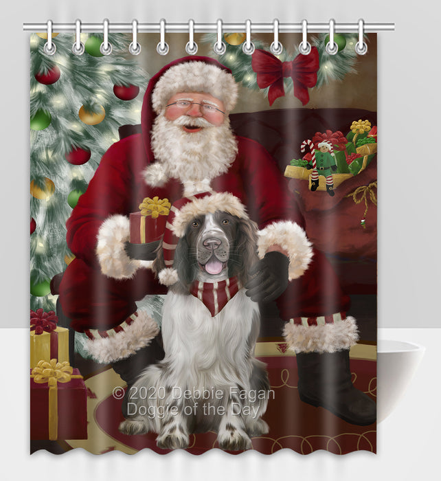 Santa's Christmas Surprise Springer Spaniel Dog Shower Curtain Bathroom Accessories Decor Bath Tub Screens SC279
