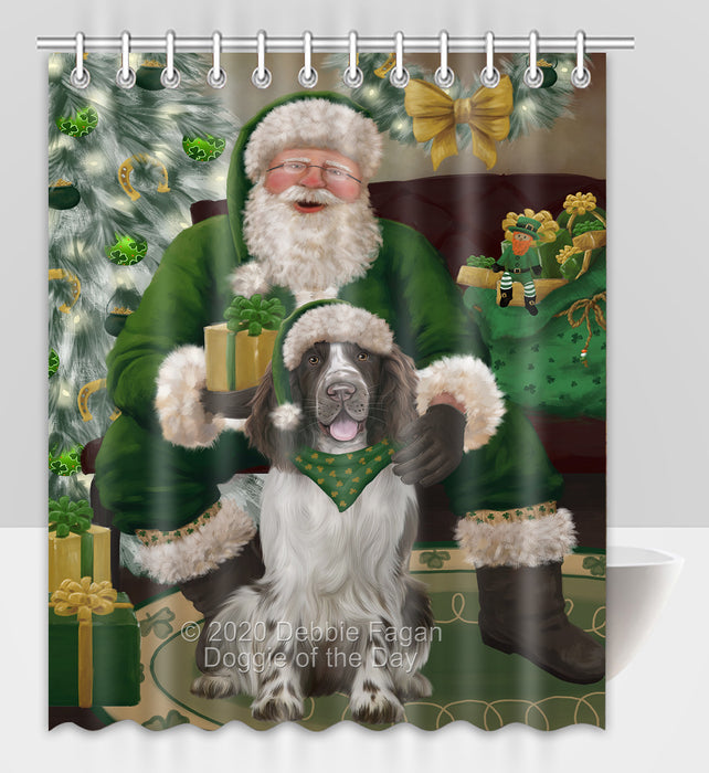 Christmas Irish Santa with Gift and Springer Spaniel Dog Shower Curtain Bathroom Accessories Decor Bath Tub Screens SC181