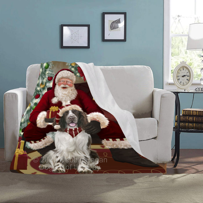 Santa's Christmas Surprise Springer Spaniel Dog Blanket BLNKT142433