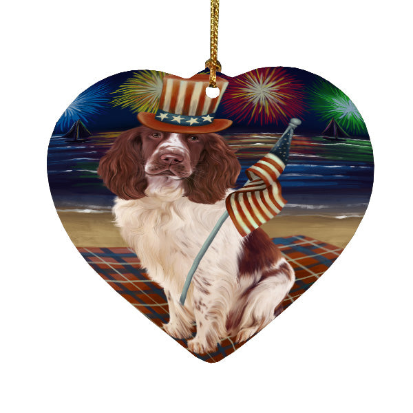 4th of July Independence Day Firework Springer Spaniel Dog Heart Christmas Ornament HPORA58836
