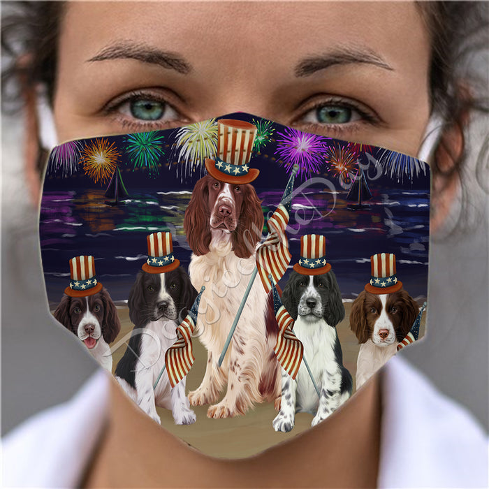 4th of July Independence Day Springer Spaniel Dogs Face Mask FM49447