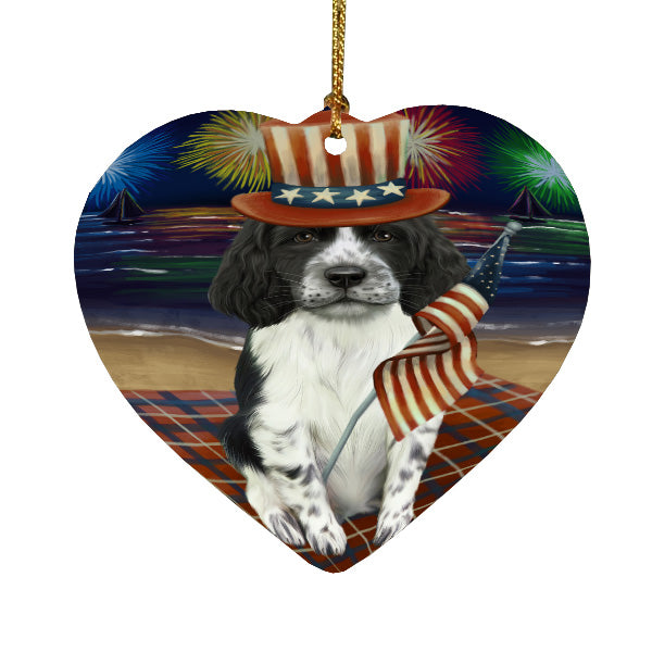 4th of July Independence Day Firework Springer Spaniel Dog Heart Christmas Ornament HPORA58838