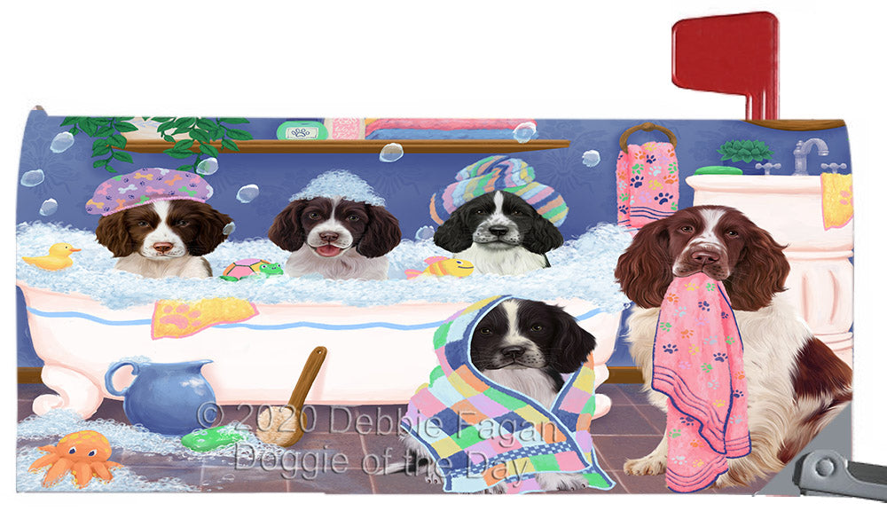 Rub A Dub Dogs In A Tub Springer Spaniel Dog Magnetic Mailbox Cover Both Sides Pet Theme Printed Decorative Letter Box Wrap Case Postbox Thick Magnetic Vinyl Material