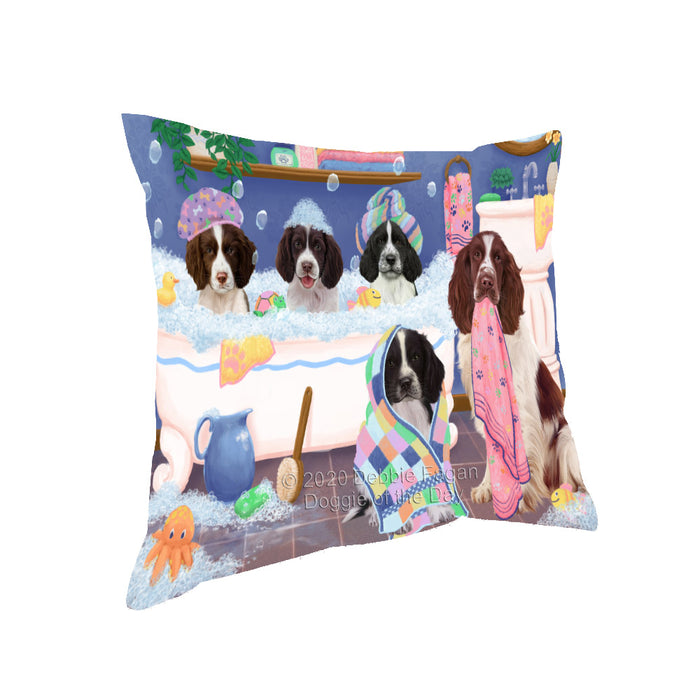 Rub a Dub Dogs in a Tub Springer Spaniel Dogs Pillow with Top Quality High-Resolution Images - Ultra Soft Pet Pillows for Sleeping - Reversible & Comfort - Ideal Gift for Dog Lover - Cushion for Sofa Couch Bed - 100% Polyester