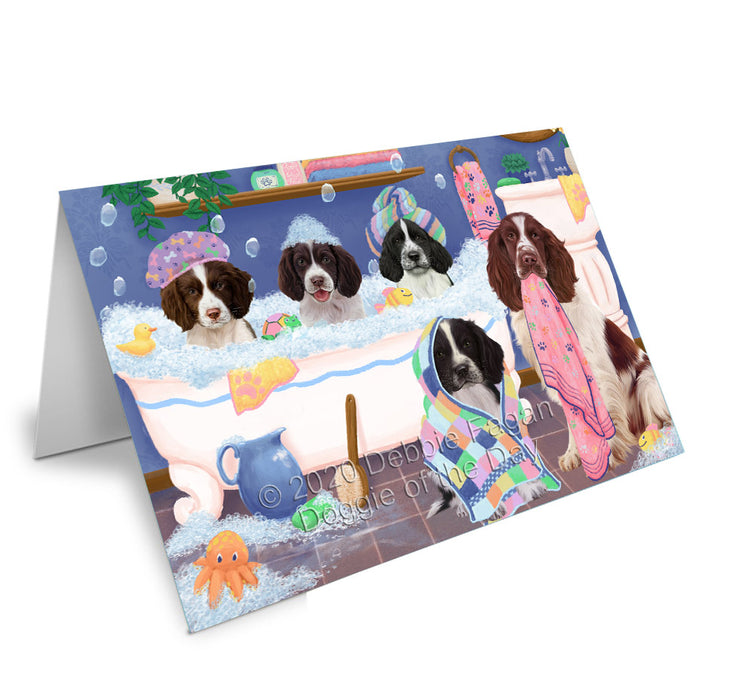 Rub a Dub Dogs in a Tub Springer Spaniel Dogs Handmade Artwork Assorted Pets Greeting Cards and Note Cards with Envelopes for All Occasions and Holiday Seasons