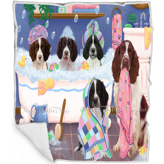 Rub A Dub Dogs In A Tub Springer Spaniel Dogs Blanket BLNKT142967