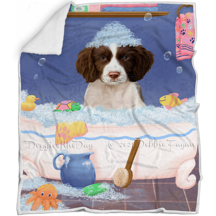 Rub A Dub Dog In A Tub Springer Spaniel Dog Blanket BLNKT143175
