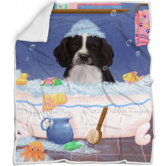 Rub A Dub Dog In A Tub Springer Spaniel Dog Blanket BLNKT143174