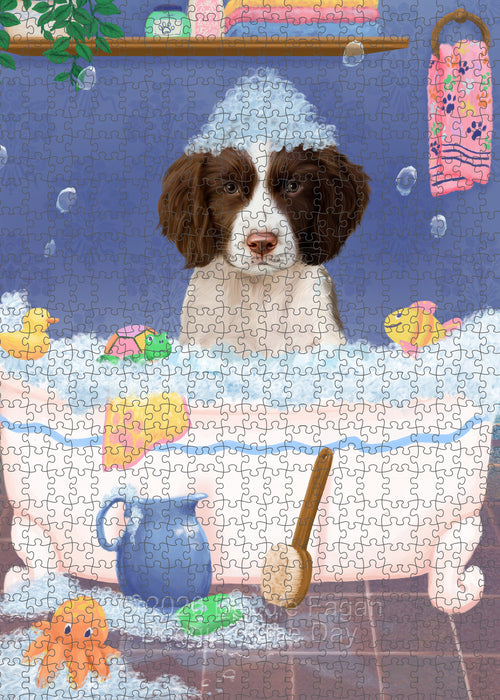 Rub a Dub Dogs in a Tub Springer Spaniel Dog Portrait Jigsaw Puzzle for Adults Animal Interlocking Puzzle Game Unique Gift for Dog Lover's with Metal Tin Box PZL616