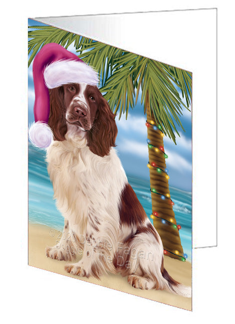 Christmas Summertime Island Tropical Beach Springer Spaniel Dog Handmade Artwork Assorted Pets Greeting Cards and Note Cards with Envelopes for All Occasions and Holiday Seasons