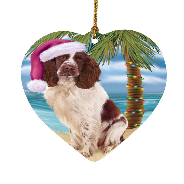 Christmas Summertime Island Tropical Beach Springer Spaniel Dog Heart Christmas Ornament HPORA59190
