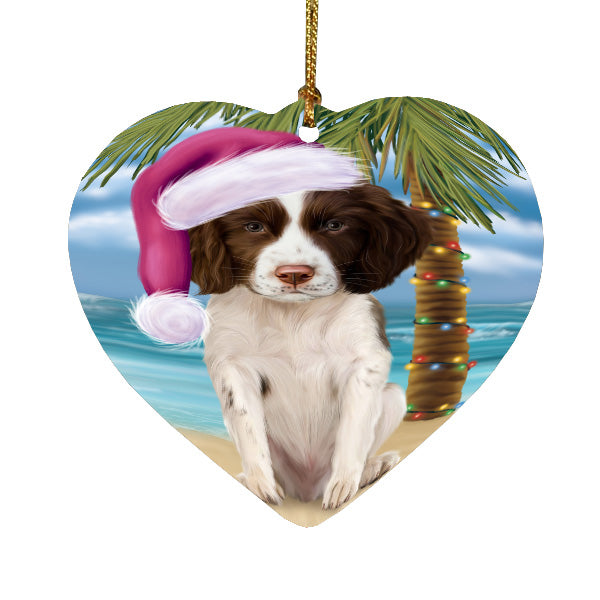 Christmas Summertime Island Tropical Beach Springer Spaniel Dog Heart Christmas Ornament HPORA59191