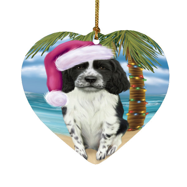 Christmas Summertime Island Tropical Beach Springer Spaniel Dog Heart Christmas Ornament HPORA59192