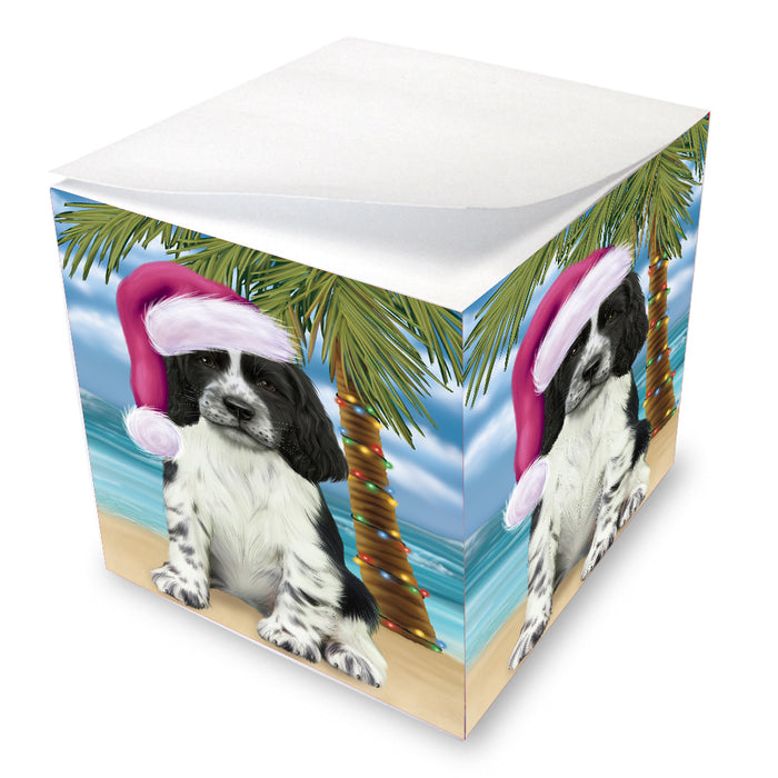 Christmas Summertime Island Tropical Beach Springer Spaniel Dog Note Cube NOC-DOTD-A57472