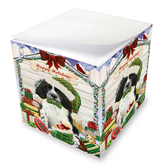 Christmas House with Presents Springer Spaniel Dog Note Cube NOC-DOTD-A57426