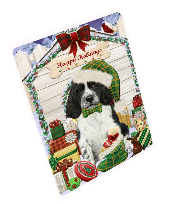 Christmas House with Presents Springer Spaniel Dog Cutting Board - For Kitchen - Scratch & Stain Resistant - Designed To Stay In Place - Easy To Clean By Hand - Perfect for Chopping Meats, Vegetables, CA83130
