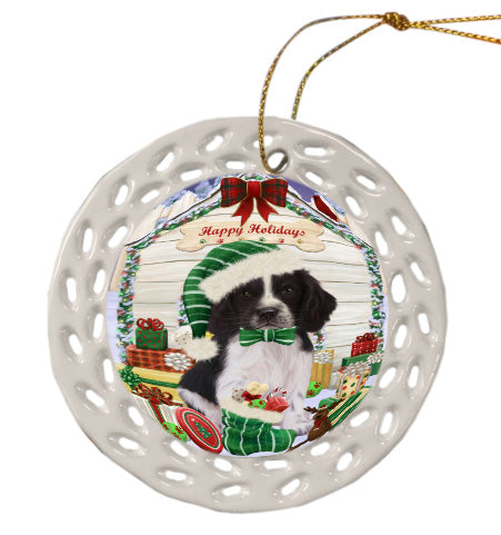 Christmas House with Presents Springer Spaniel Dog Doily Ornament DPOR58798