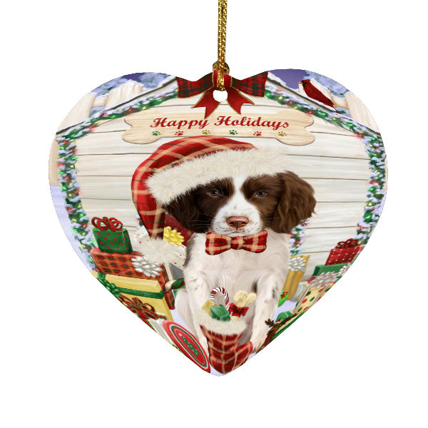 Christmas House with Presents Springer Spaniel Dog Heart Christmas Ornament HPORA59148