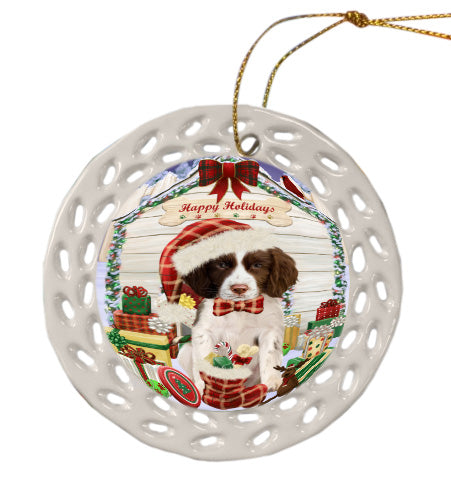 Christmas House with Presents Springer Spaniel Dog Doily Ornament DPOR58799