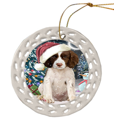 Christmas Holly Jolly Springer Spaniel Dog Doily Ornament DPOR58862