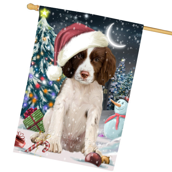 Christmas Holly Jolly Springer Spaniel Dog House Flag Outdoor Decorative Double Sided Pet Portrait Weather Resistant Premium Quality Animal Printed Home Decorative Flags 100% Polyester FLG69339