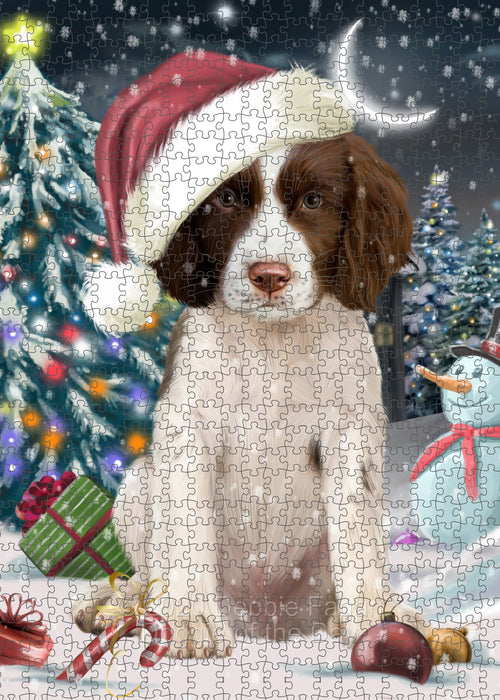 Christmas Holly Jolly Springer Spaniel Dog Portrait Jigsaw Puzzle for Adults Animal Interlocking Puzzle Game Unique Gift for Dog Lover's with Metal Tin Box PZL735