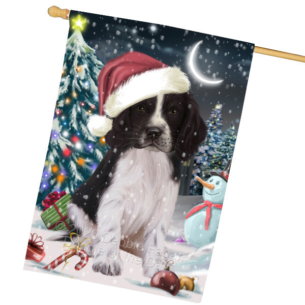 Christmas Holly Jolly Springer Spaniel Dog House Flag Outdoor Decorative Double Sided Pet Portrait Weather Resistant Premium Quality Animal Printed Home Decorative Flags 100% Polyester FLG69340