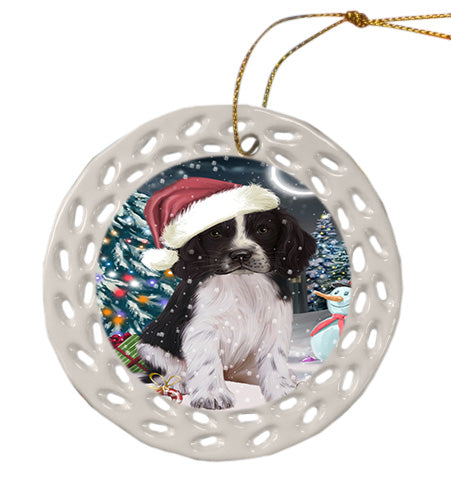 Christmas Holly Jolly Springer Spaniel Dog Doily Ornament DPOR58863