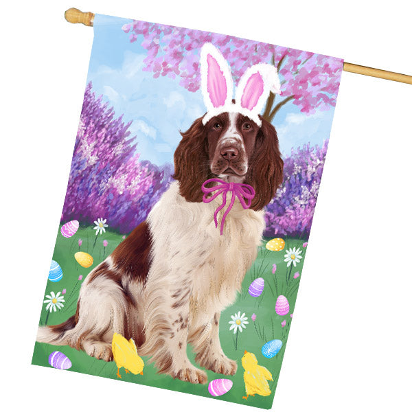 Easter holiday Springer Spaniel Dog House Flag Outdoor Decorative Double Sided Pet Portrait Weather Resistant Premium Quality Animal Printed Home Decorative Flags 100% Polyester FLG69491