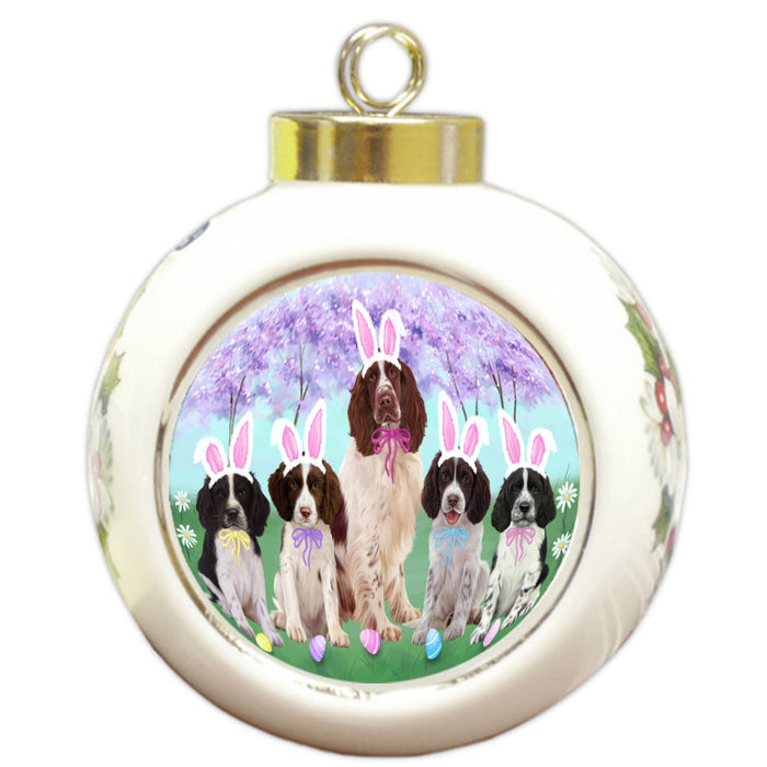 Easter Holiday Springer Spaniel Dogs Round Ball Christmas Ornament Pet Decorative Hanging Ornaments for Christmas X-mas Tree Decorations - 3" Round Ceramic Ornament