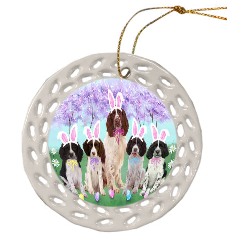 Easter Holiday Springer Spaniel Dogs Doily Ornament DPOR58966