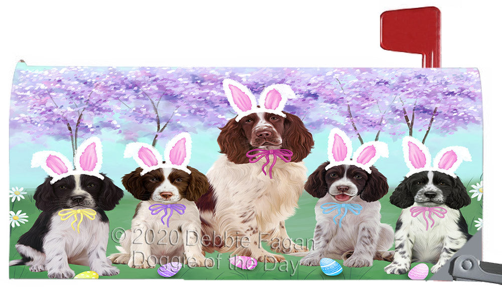 Easter Holiday Springer Spaniel Dogs Magnetic Mailbox Cover Both Sides Pet Theme Printed Decorative Letter Box Wrap Case Postbox Thick Magnetic Vinyl Material