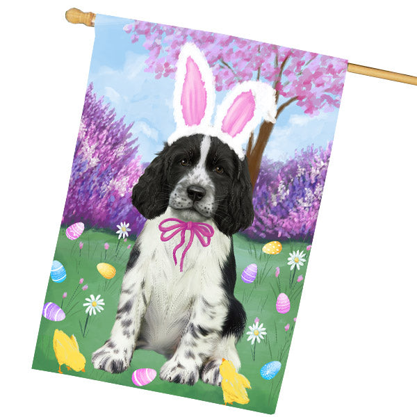 Easter holiday Springer Spaniel Dog House Flag Outdoor Decorative Double Sided Pet Portrait Weather Resistant Premium Quality Animal Printed Home Decorative Flags 100% Polyester FLG69492