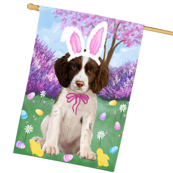 Easter holiday Springer Spaniel Dog House Flag Outdoor Decorative Double Sided Pet Portrait Weather Resistant Premium Quality Animal Printed Home Decorative Flags 100% Polyester FLG69493