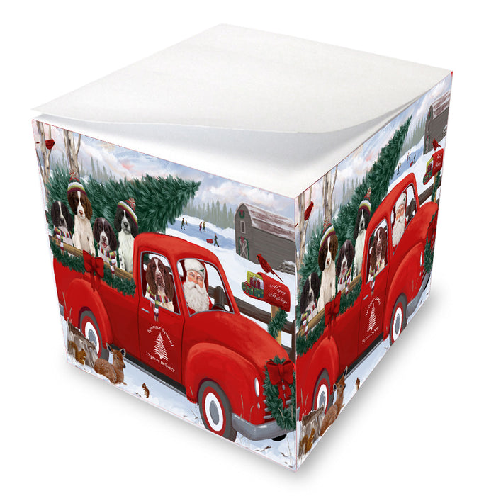 Christmas Santa Express Delivery Red Truck Springer Spaniel Dogs Note Cube NOC-DOTD-A57524