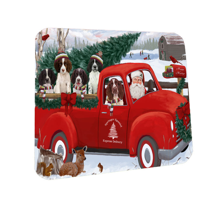 Christmas Santa Express Delivery Red Truck Springer Spaniel Dogs Coasters Set of 4 CSTA58483