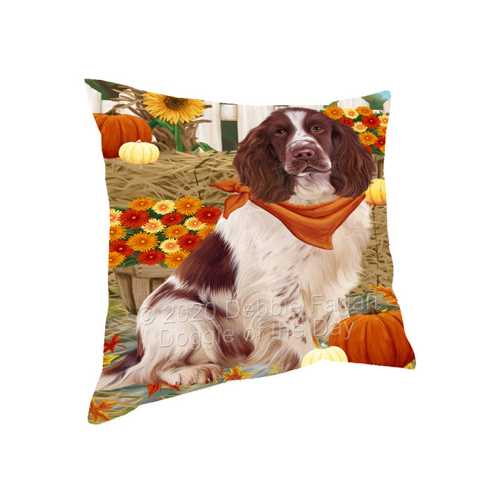 Fall Pumpkin Autumn Greeting Springer Spaniel Dog Pillow with Top Quality High-Resolution Images - Ultra Soft Pet Pillows for Sleeping - Reversible & Comfort - Ideal Gift for Dog Lover - Cushion for Sofa Couch Bed - 100% Polyester, PILA93100