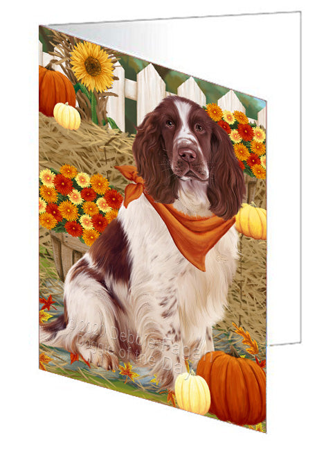 Fall Pumpkin Autumn Greeting Springer Spaniel Dog Handmade Artwork Assorted Pets Greeting Cards and Note Cards with Envelopes for All Occasions and Holiday Seasons