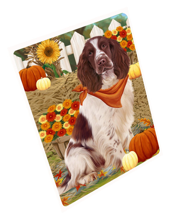 Fall Pumpkin Autumn Greeting Springer Spaniel Dog Cutting Board - For Kitchen - Scratch & Stain Resistant - Designed To Stay In Place - Easy To Clean By Hand - Perfect for Chopping Meats, Vegetables, CA83470