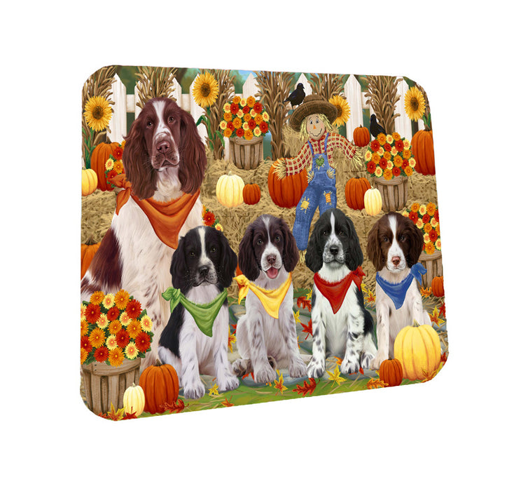 Fall Festive Gathering Springer Spaniel Dogs Coasters Set of 4 CSTA58491