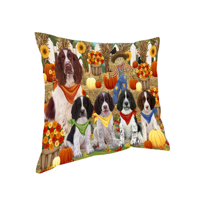 Fall Festive Gathering Springer Spaniel Dogs Pillow with Top Quality High-Resolution Images - Ultra Soft Pet Pillows for Sleeping - Reversible & Comfort - Ideal Gift for Dog Lover - Cushion for Sofa Couch Bed - 100% Polyester